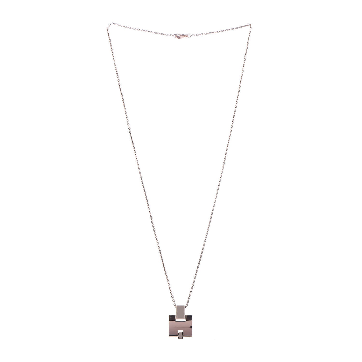 Hermes Rose Gold Plated Lacquered Eileen Pendant Necklace Marron Glace 4 of 7