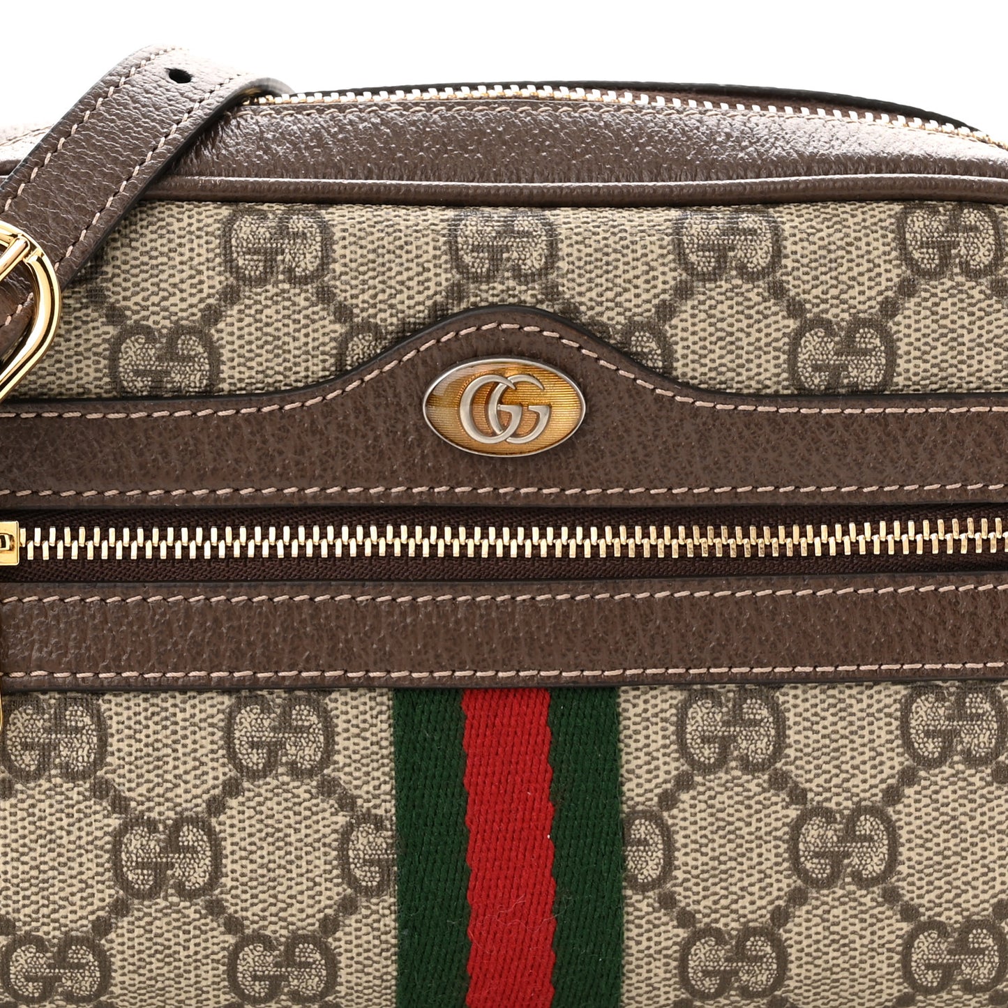 GG Supreme Monogram Web Mini Ophidia Shoulder Bag Brown