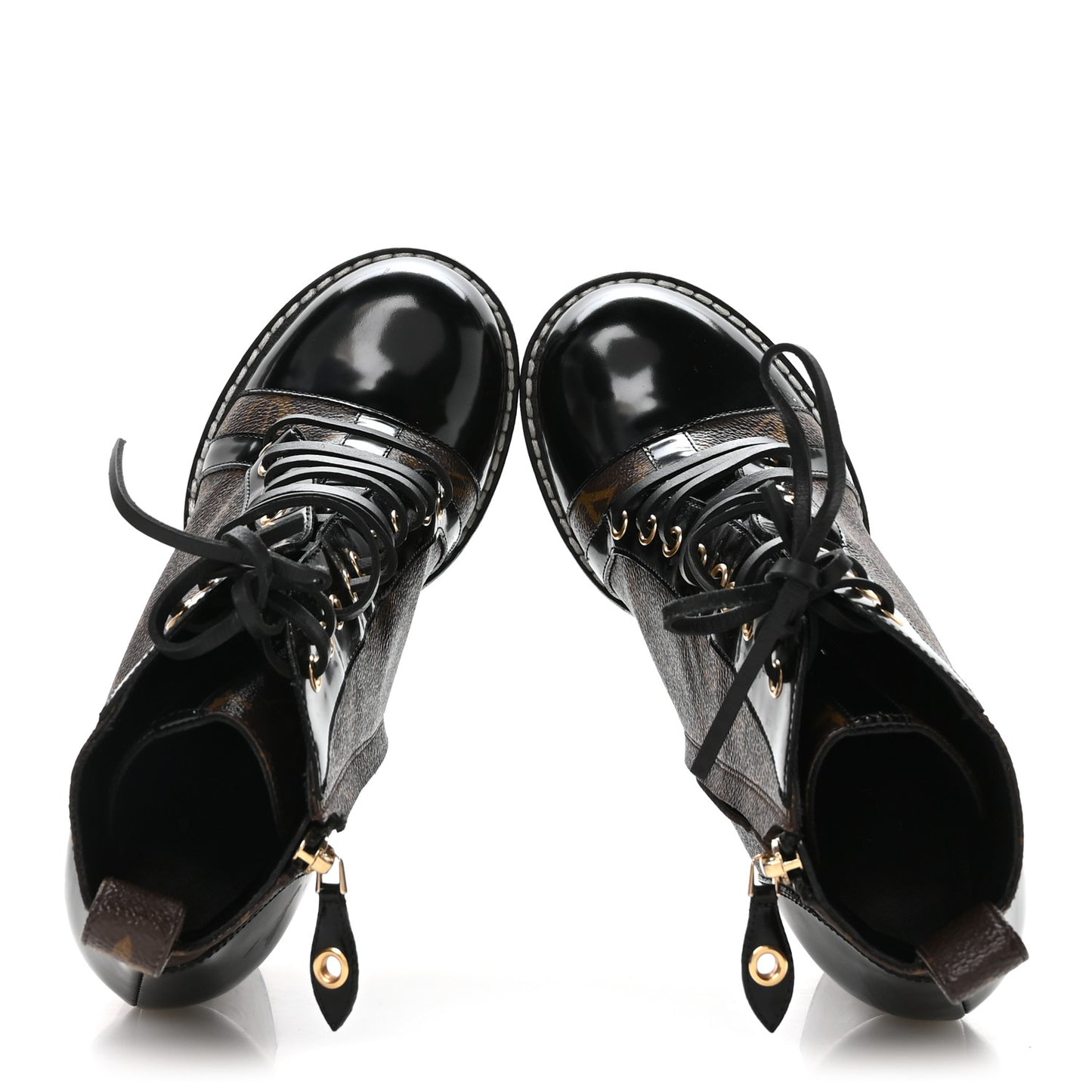 Patent Calfskin Monogram Star Trail Ankle Boots 41 Black