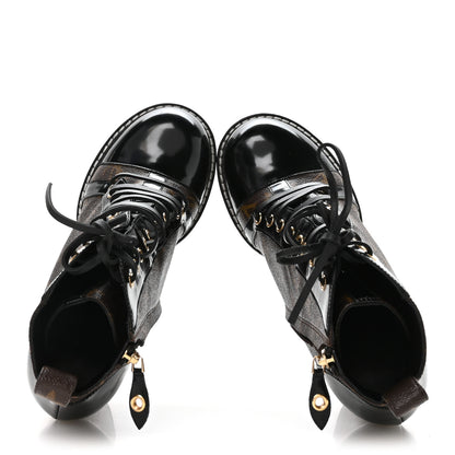 Louis Vuitton Patent Calfskin Monogram Star Trail Ankle Boots 41 Black 2 of 8