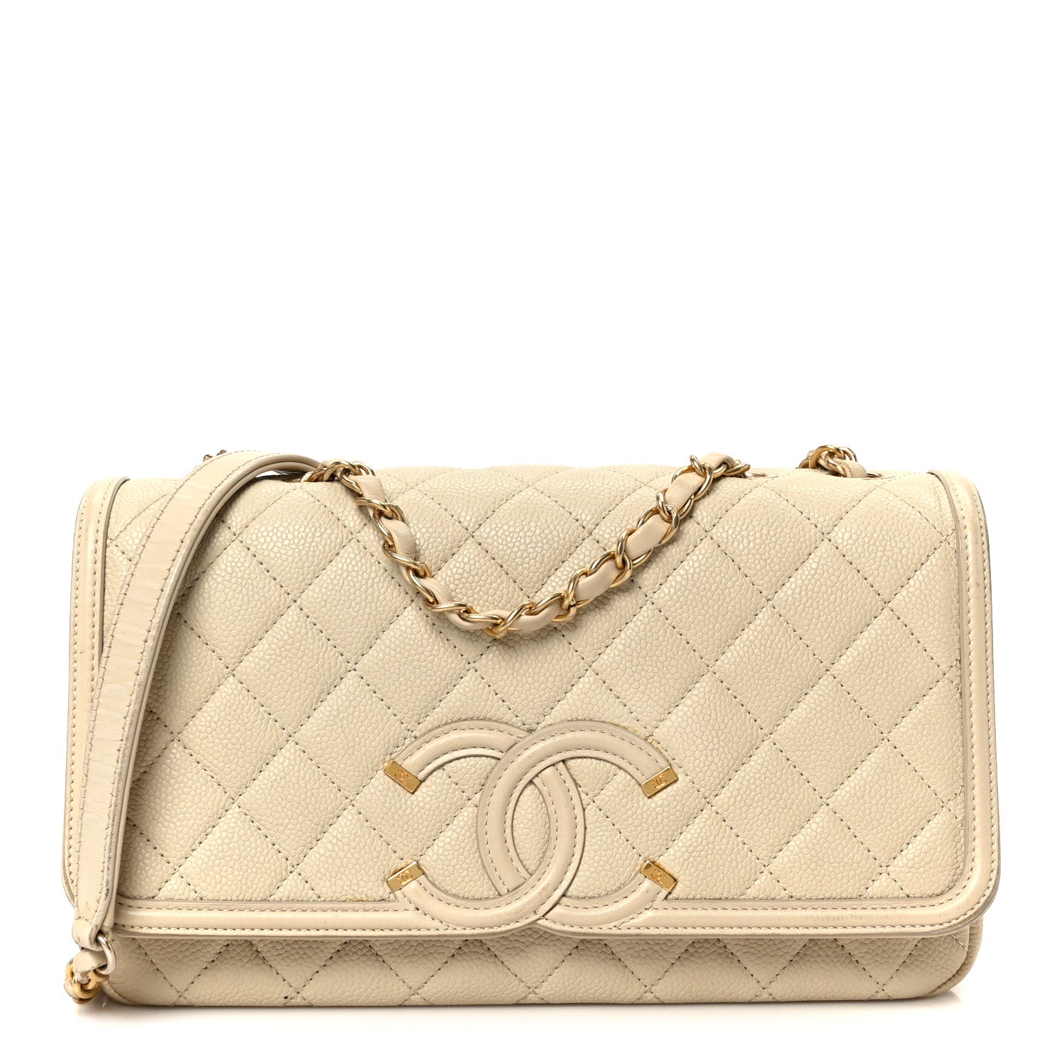 Chanel Caviar Quilted Medium CC Filigree Flap Beige 1 of 11