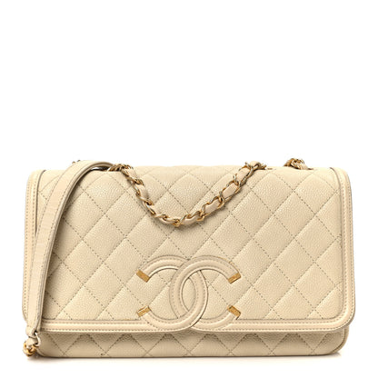 Chanel Caviar Quilted Medium CC Filigree Flap Beige 1 of 11