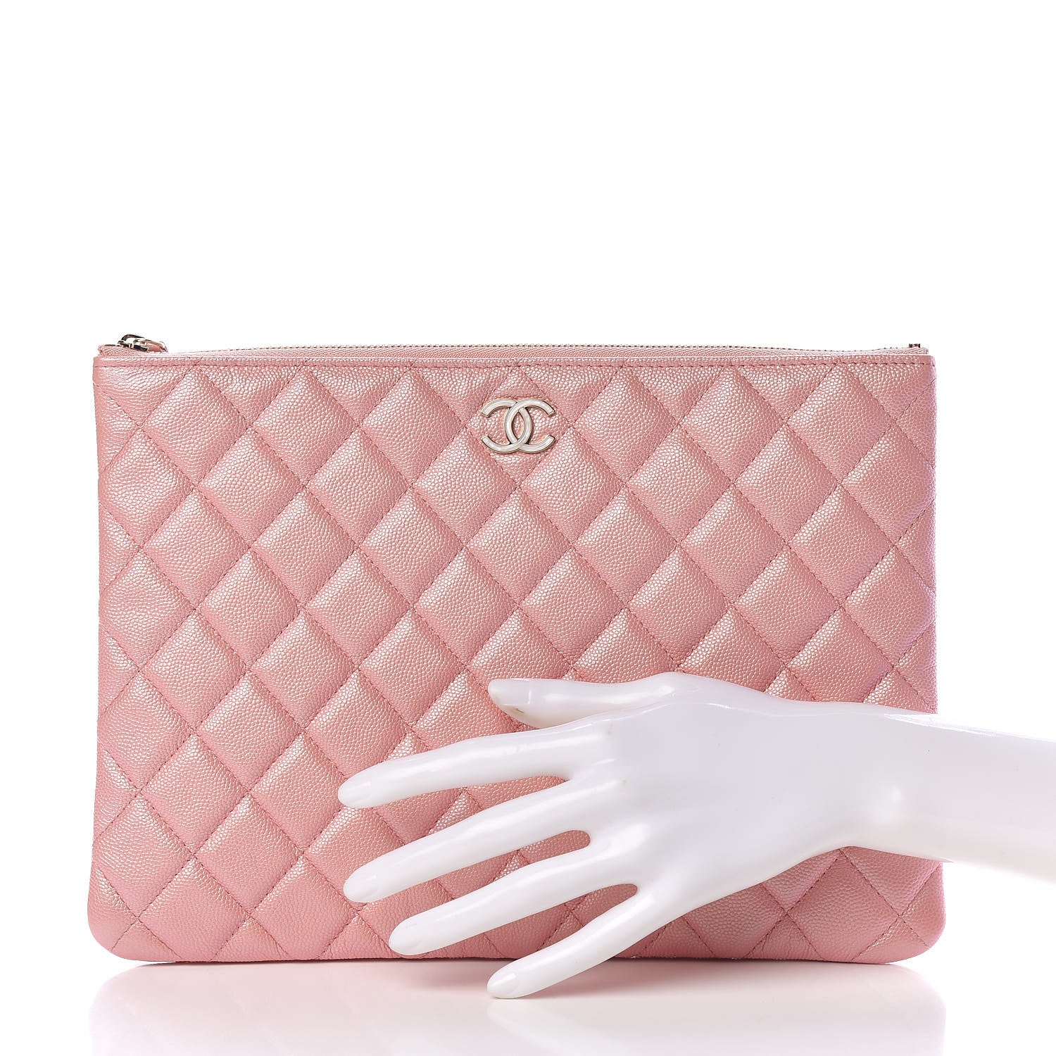 Chanel Iridescent Caviar Quilted Medium Cosmetic Case Rose Pink 2 of 9