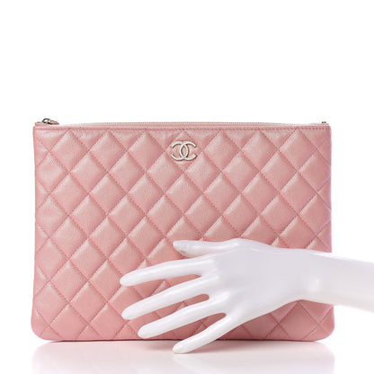 Chanel Iridescent Caviar Quilted Medium Cosmetic Case Rose Pink 2 of 9