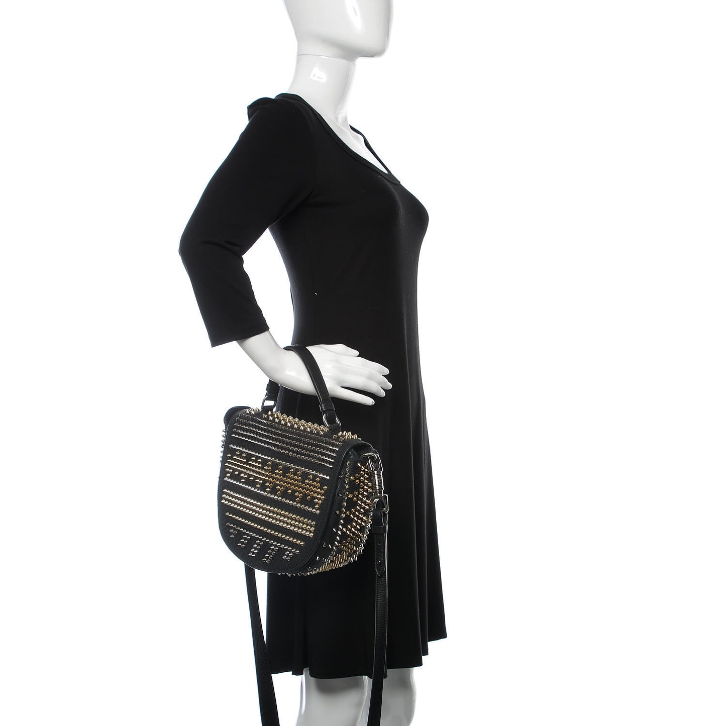 Calfskin Mix Chevron Spikes Panettone Messenger Black