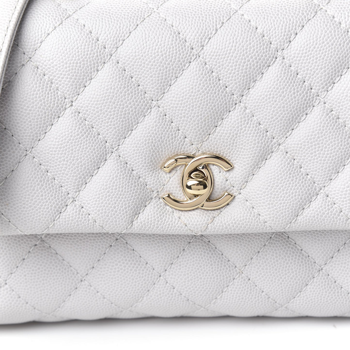 Caviar Quilted Mini Coco Handle Flap Light Grey