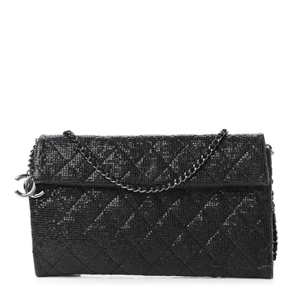 Chanel Iridescent Vinyl Quilted Clutch With Chain Black 1 of 11
