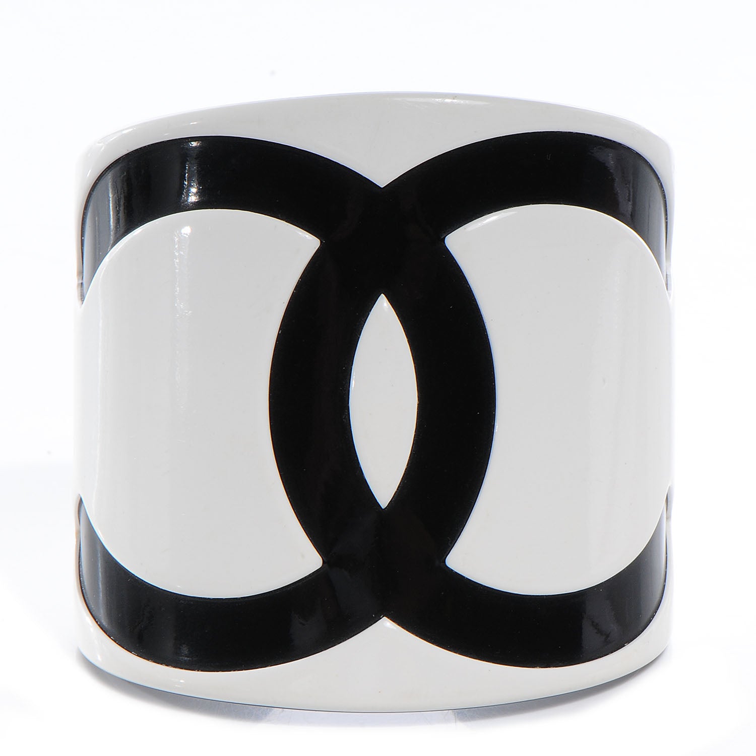 Chanel Resin CC Cuff Black White 1 of 4