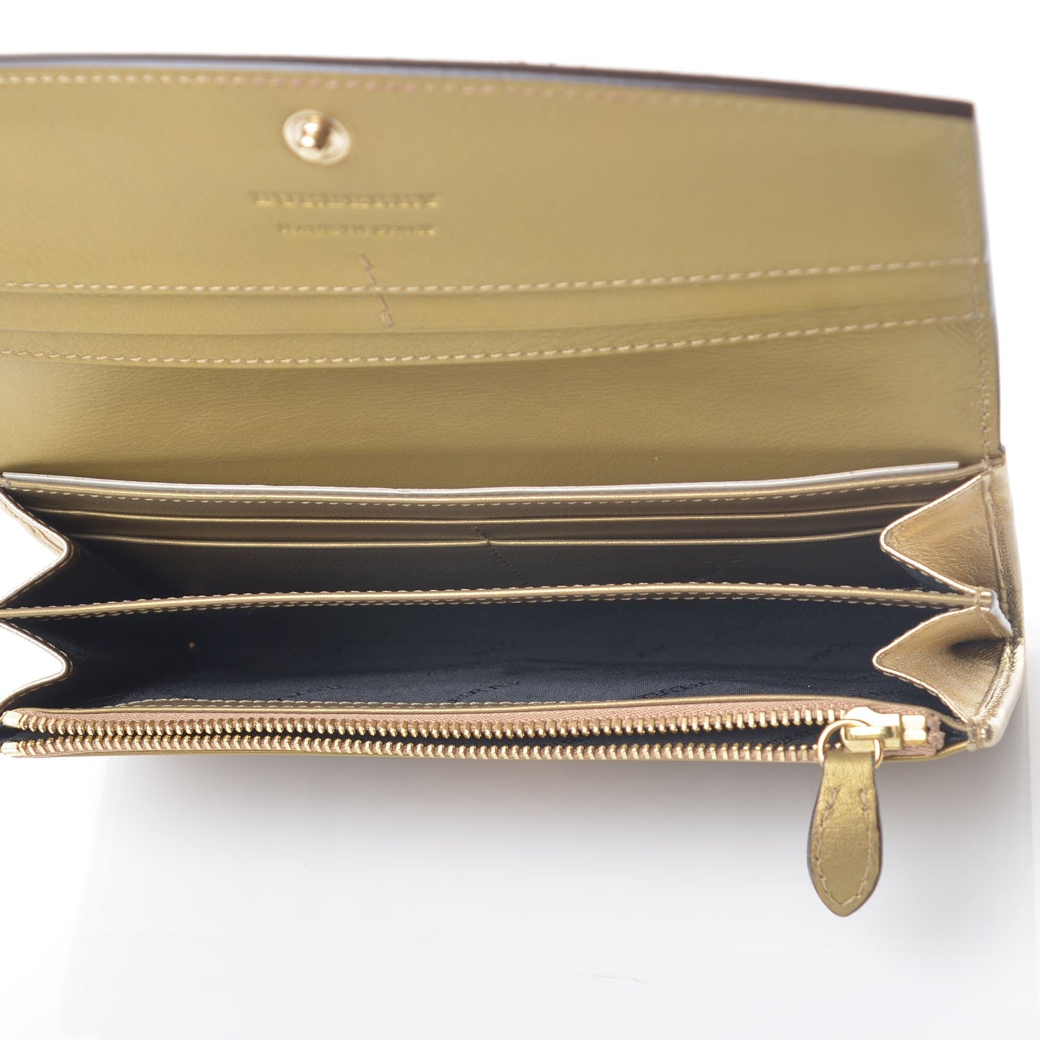 Burberry Metallic Calfskin Horseferry Check Porter Continental Wallet Gold 5 of 8