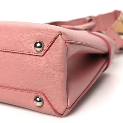 Burberry Grainy Calfskin House Check Small Banner Tote Dusty Rose 10 of 14