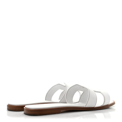 Hermes Box Calfskin Oran Sandals 39 White 4 of 9