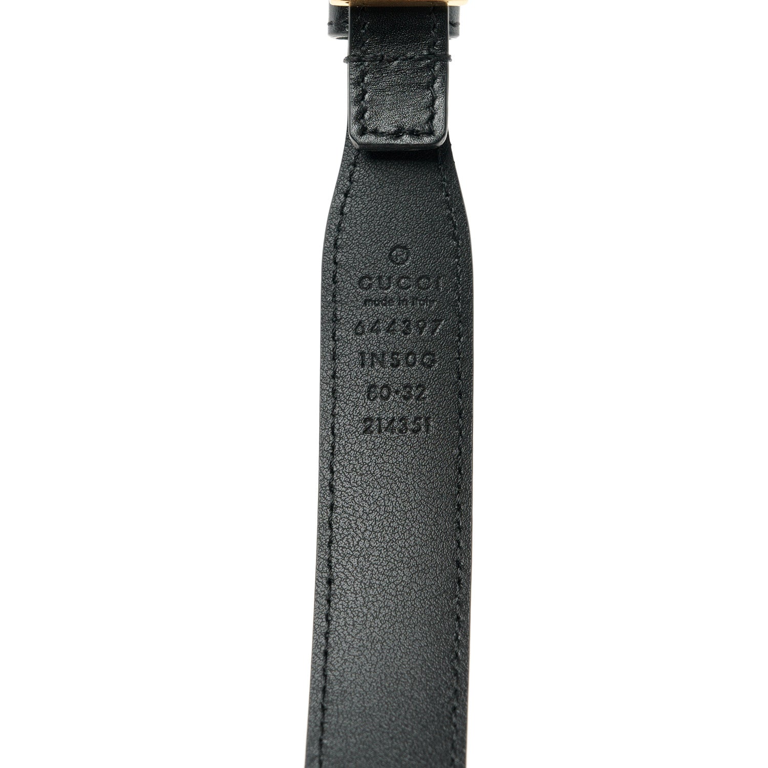 Gucci Efesto Leather Womens Horsebit 15/23mm Belt 80 32 Black 3 of 4