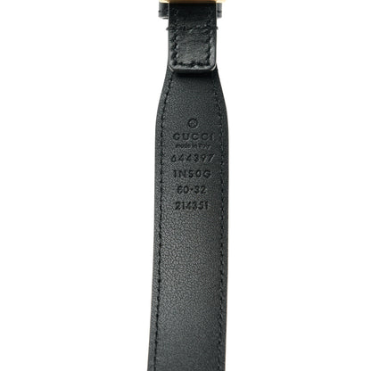 Gucci Efesto Leather Womens Horsebit 15/23mm Belt 80 32 Black 3 of 4