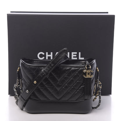 Chanel Aged Calfskin Chevron Quilted Small Gabrielle Hobo Black 11 of 11