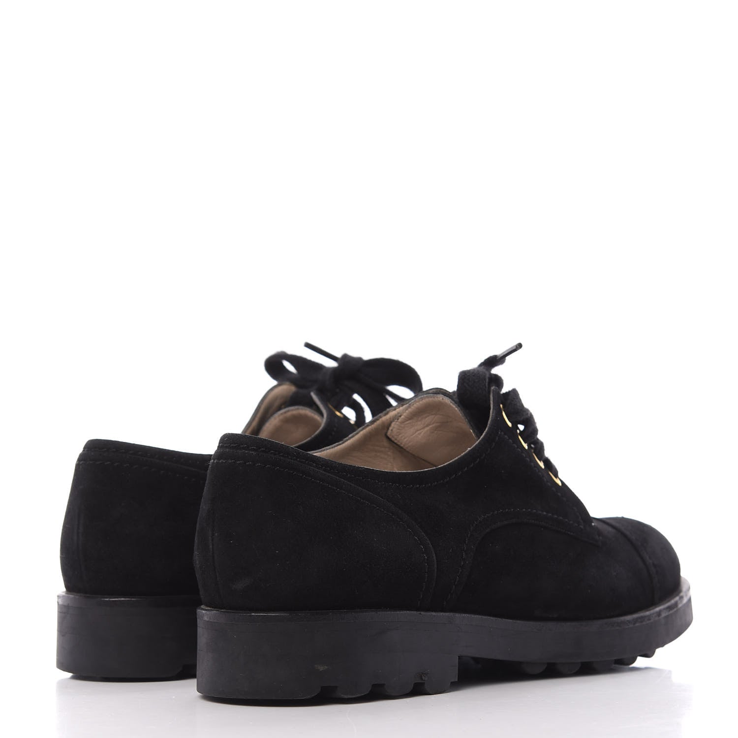 Chanel Suede CC Lace Up Oxford 39.5 Black 4 of 10