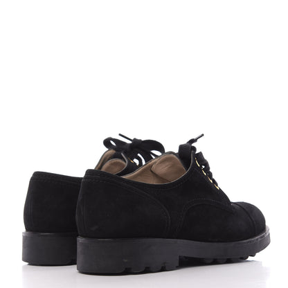 Chanel Suede CC Lace Up Oxford 39.5 Black 4 of 10