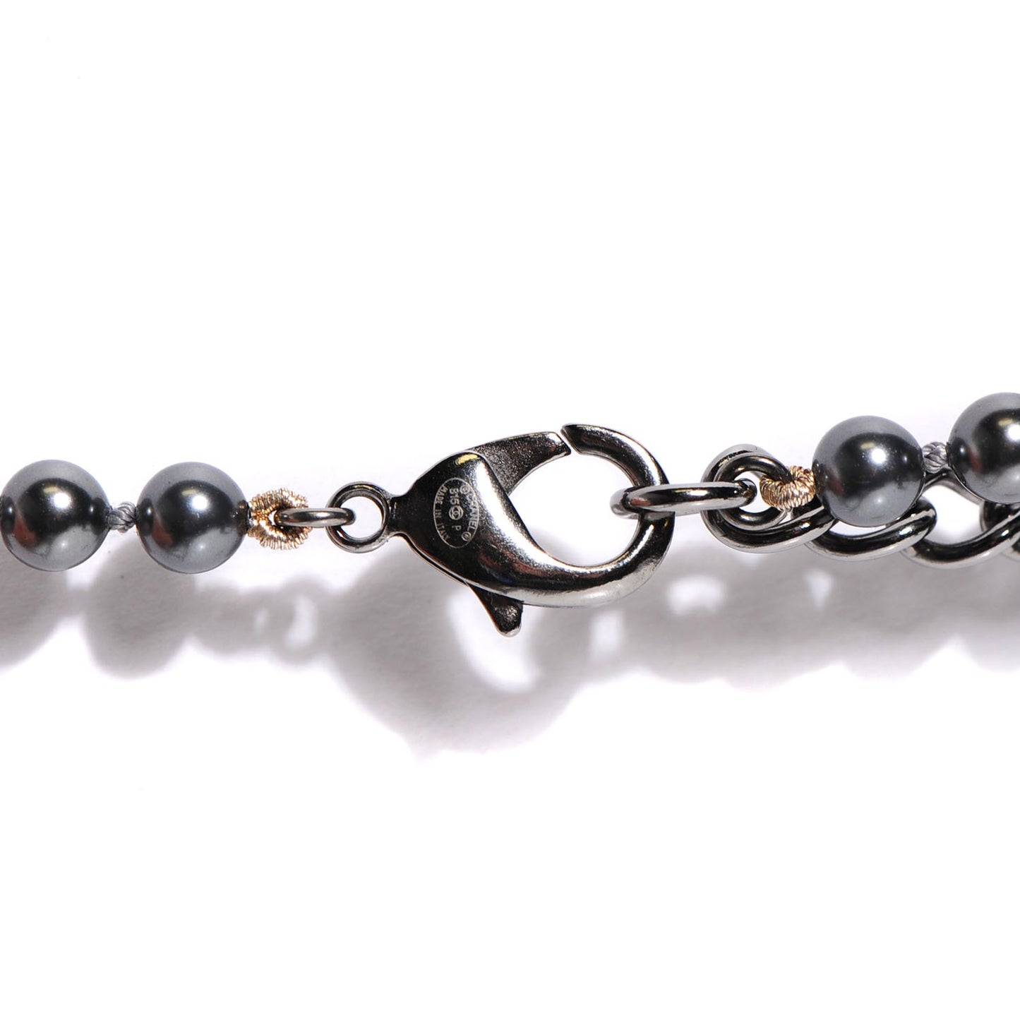 Ruthenium Beaded CC Long Necklace Black