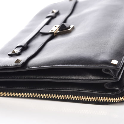 Valentino Garavani Vitello Rockstud Flap Clutch Bag Black 12 of 12