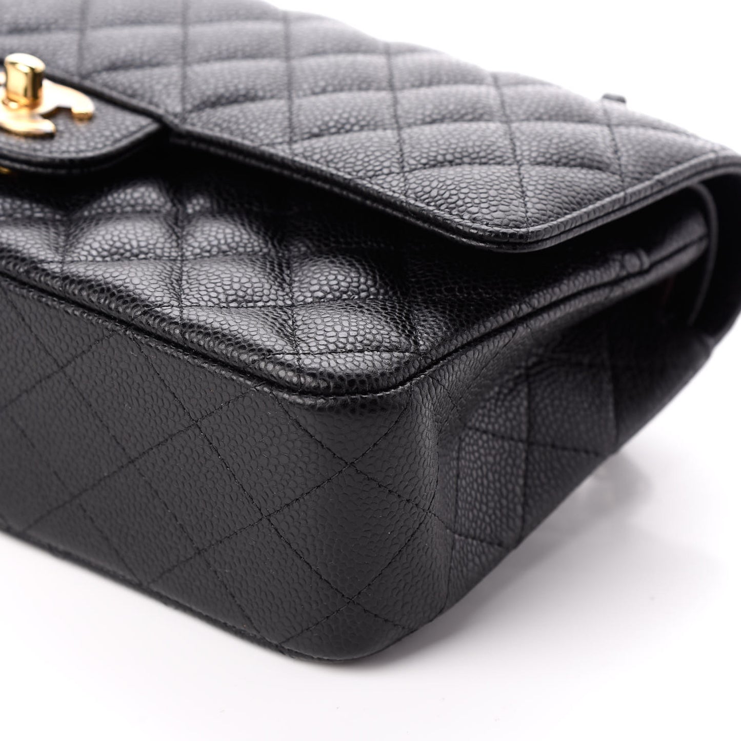 Caviar Quilted Medium Double Flap Black