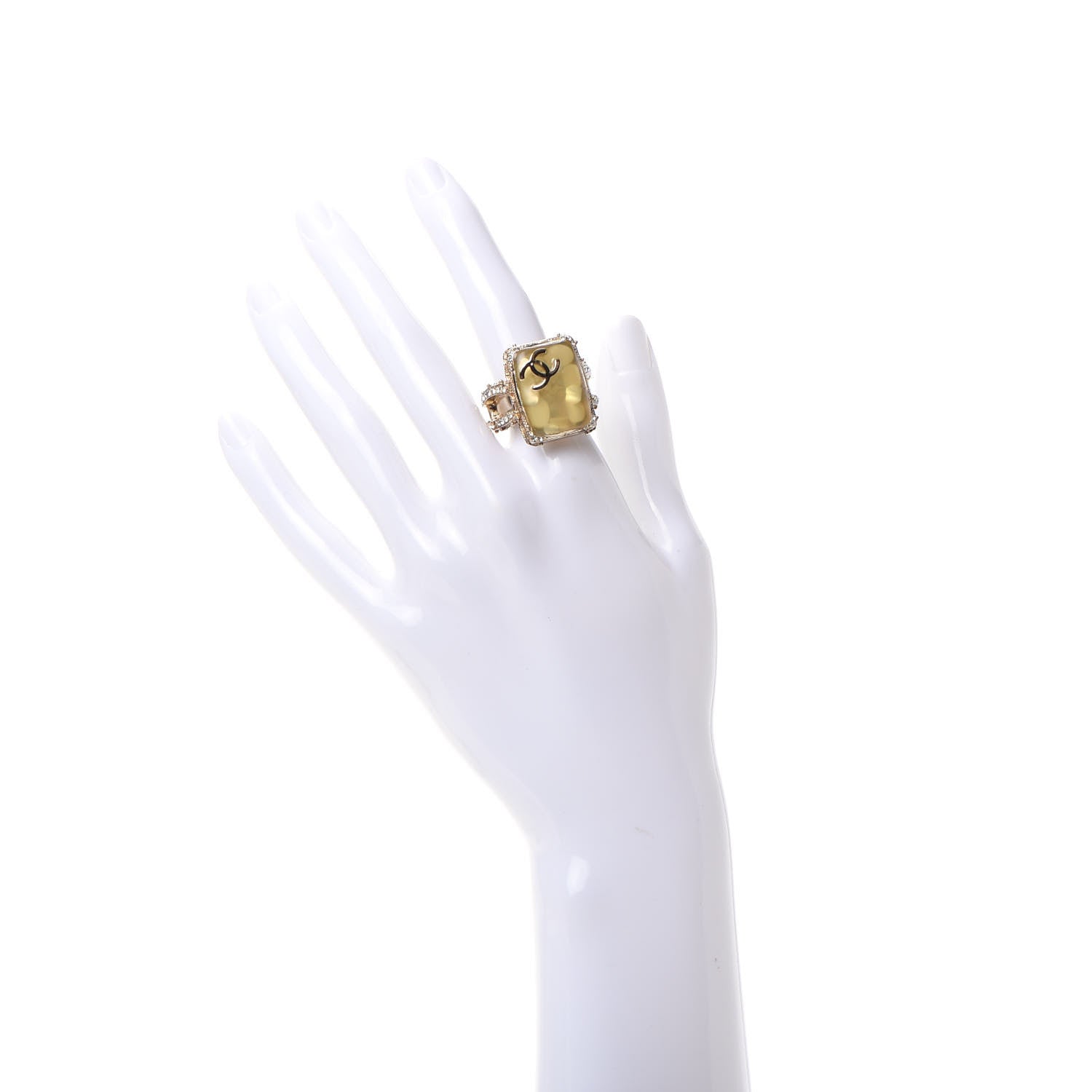 Chanel Gripoix Crystal CC Ring 5.25 Gold 2 of 6