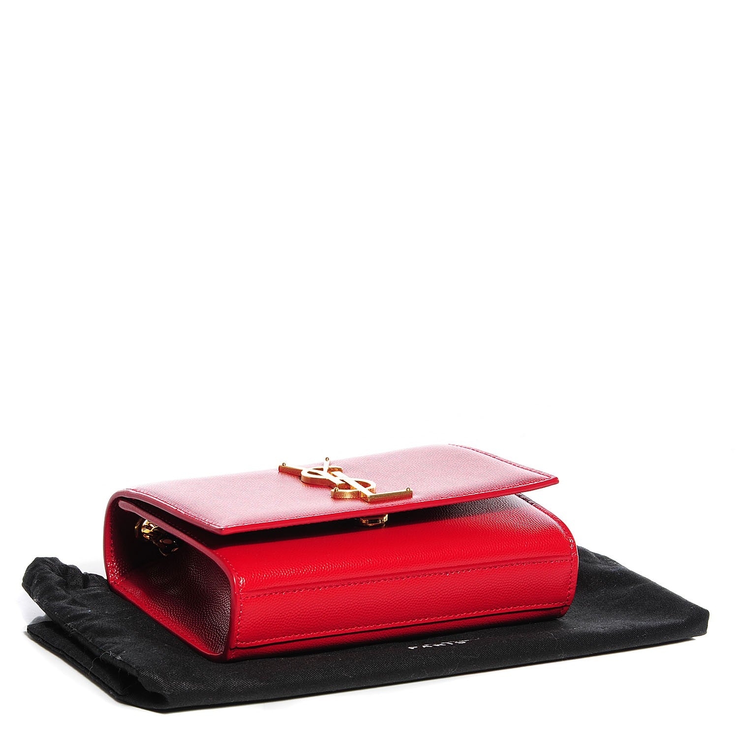 Saint Laurent Grain De Poudre Small Classic Monogram Satchel Lipstick Red 4 of 9