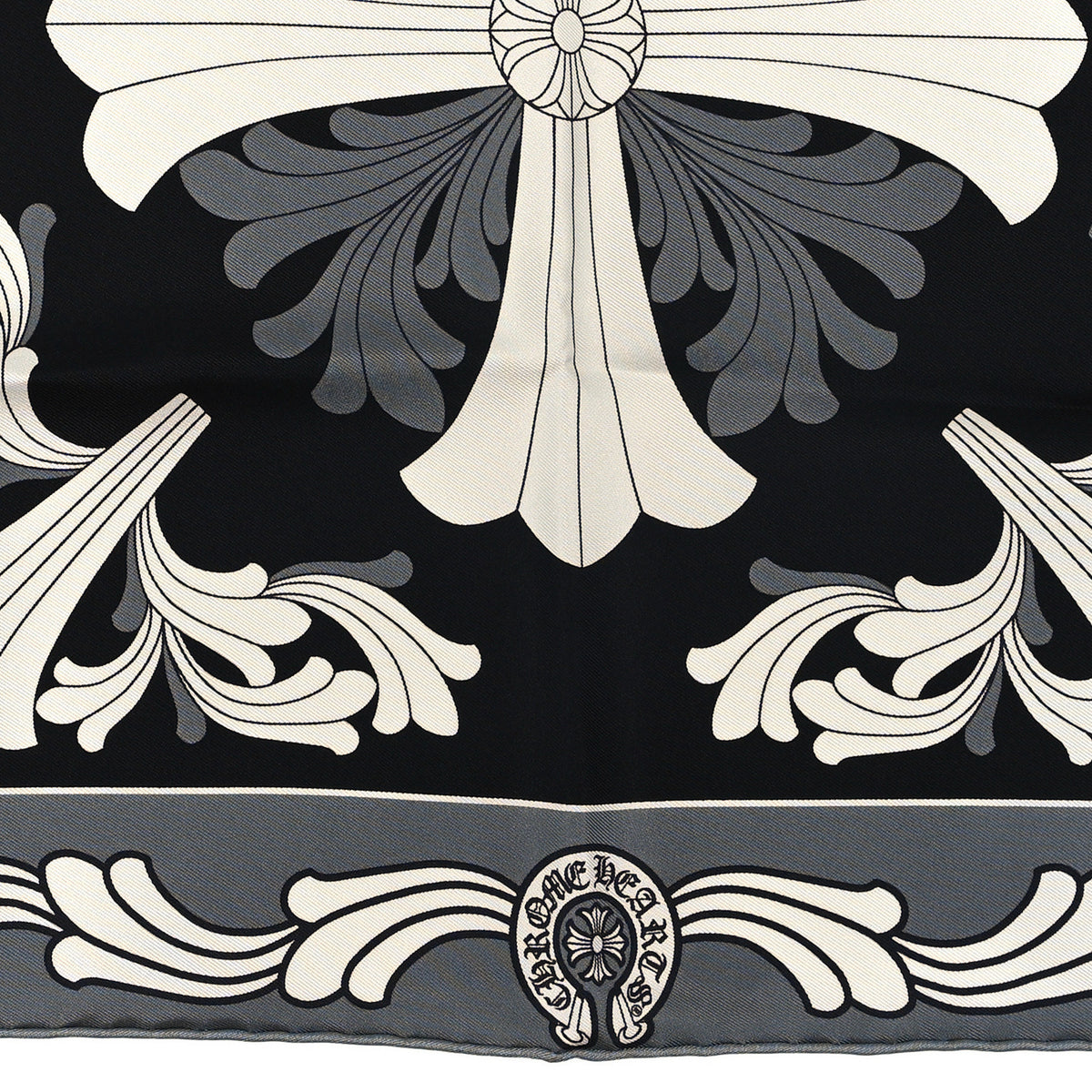 Chrome Hearts Silk Plus Cross Scarf Black White 2 of 3