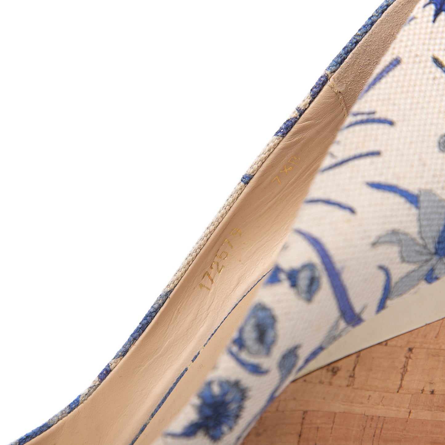 Canvas Cork Flora Peep Toe Wedge 7 Indigo