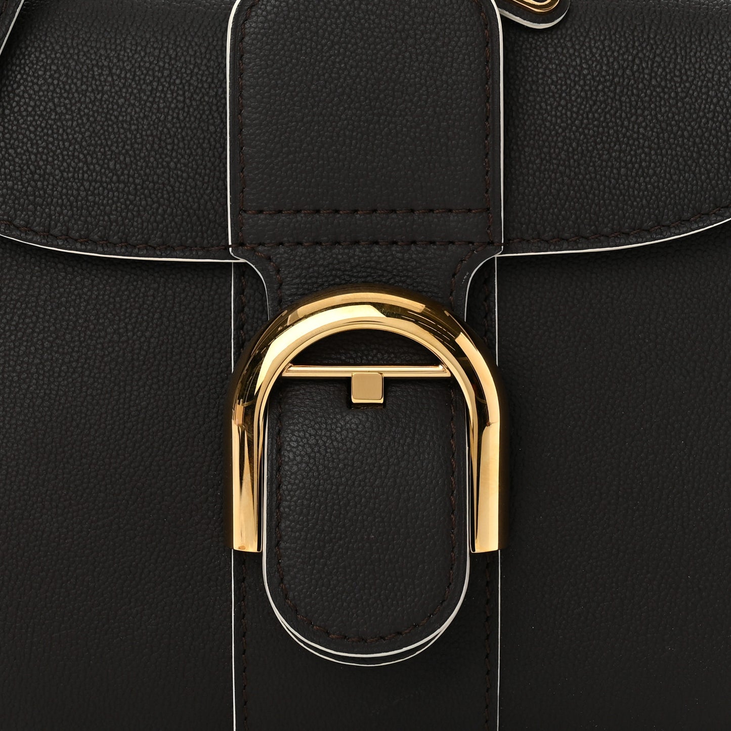 Grained Calfskin Bi-Color Brillant Mini Satchel Black