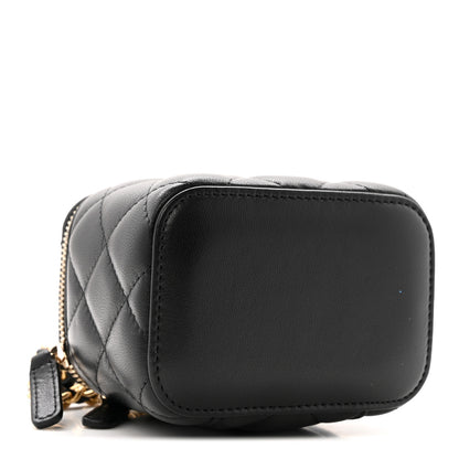 Chanel Lambskin Quilted Mini Pearl Crush Vanity Case With Chain Black 4 of 11