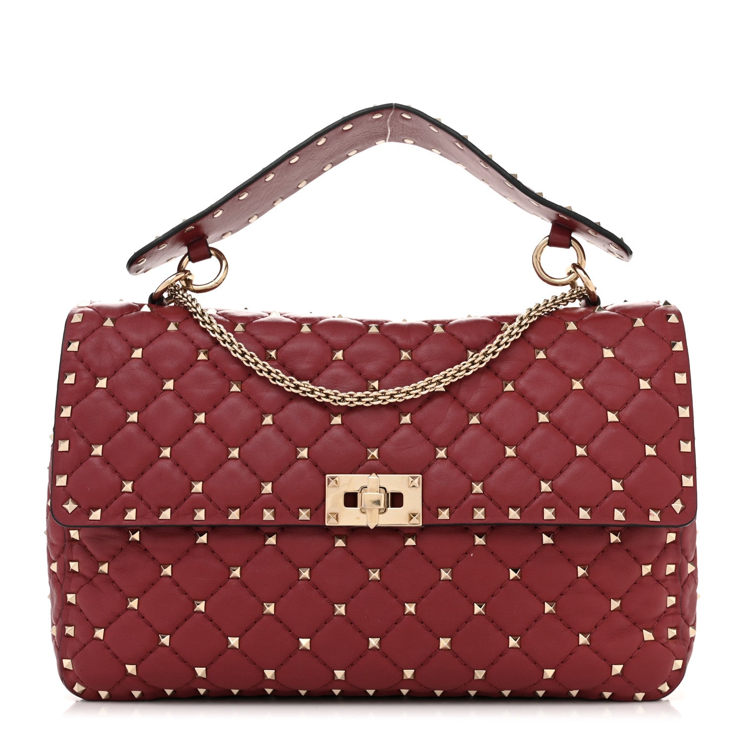 Valentino Garavani Nappa Large Rockstud Spike Shoulder Bag Rubino 1 of 10