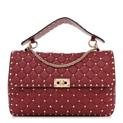 Valentino Garavani Nappa Large Rockstud Spike Shoulder Bag Rubino 1 of 10