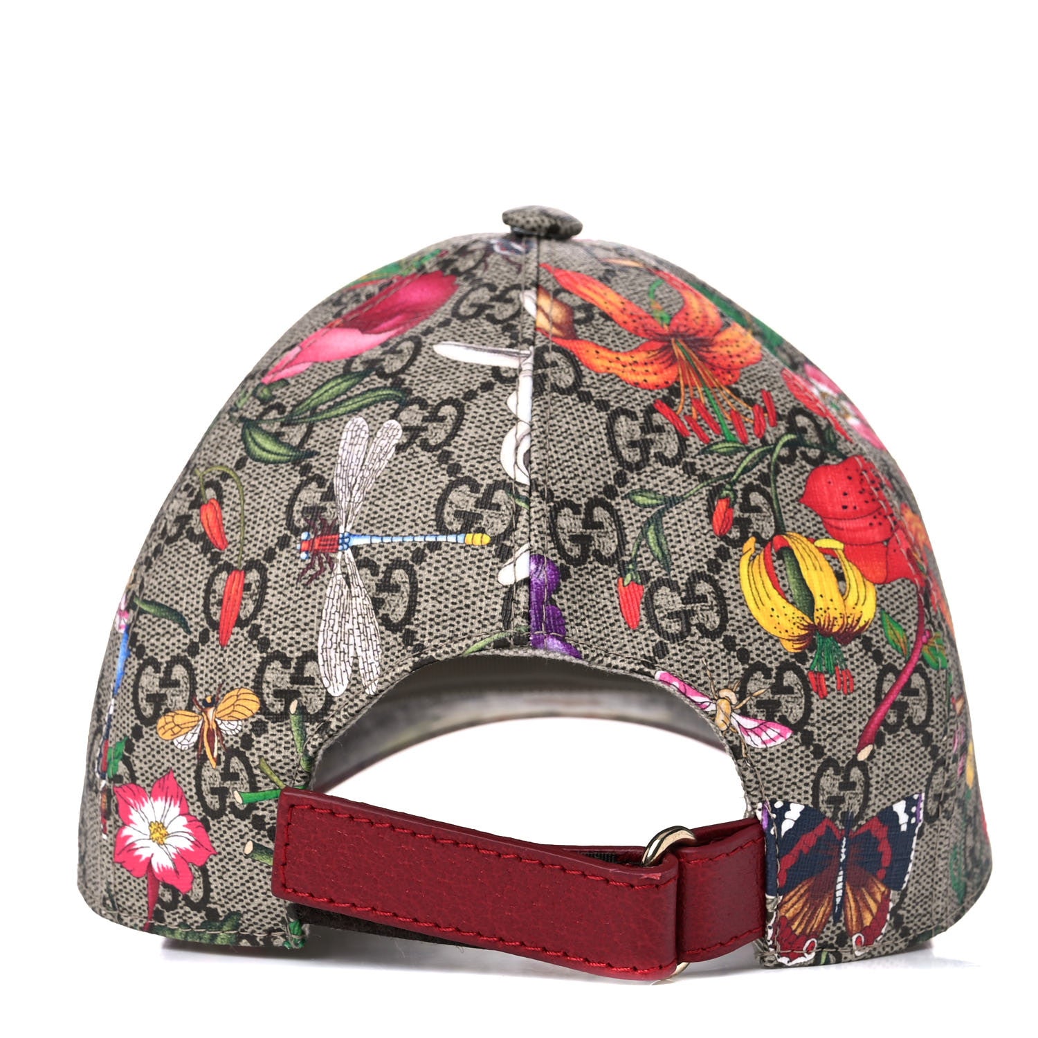 Gucci GG Supreme Flora Claudia Baseball Hat 55 XS Red 4 of 9