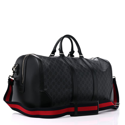 Gucci Soft GG Supreme Monogram Appia Calfskin Web Large Carry On Duffle Bag Black Grey 2 of 10