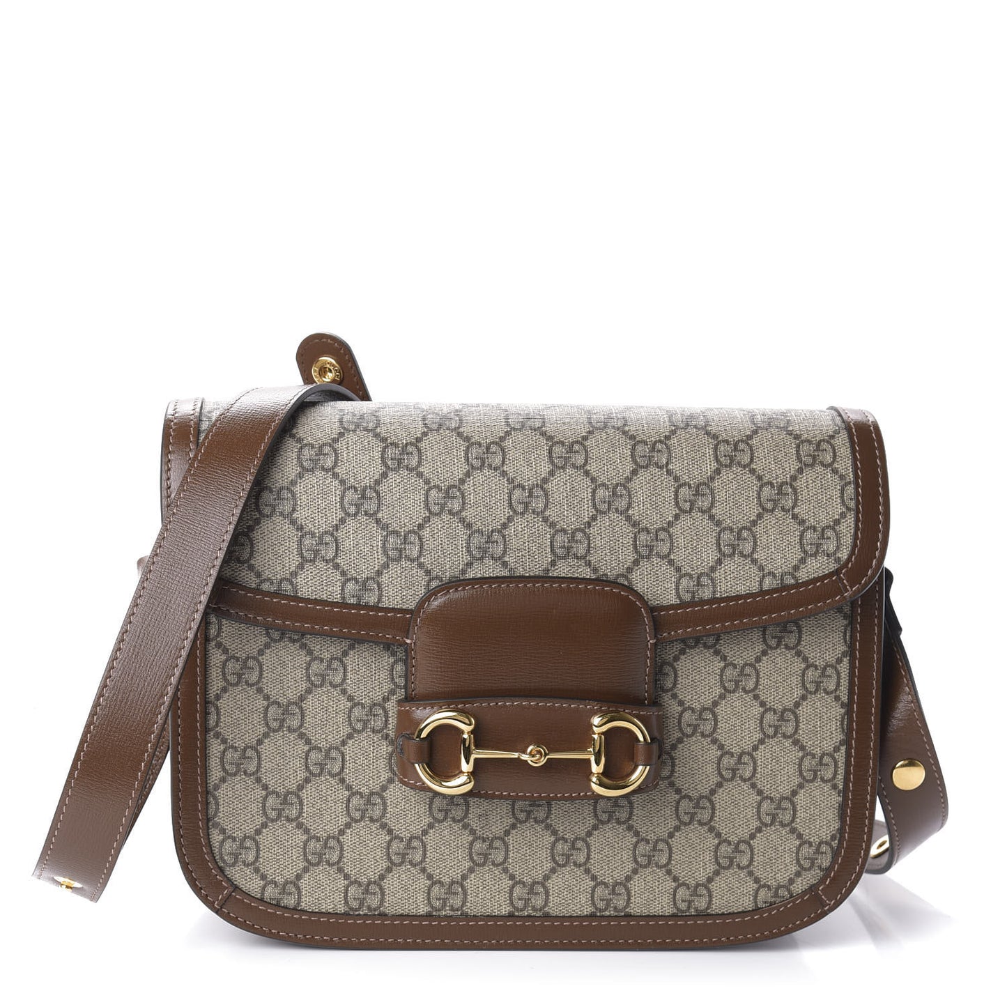 GG Supreme Monogram Horsebit 1955 Shoulder Bag Beige Brown Sugar
