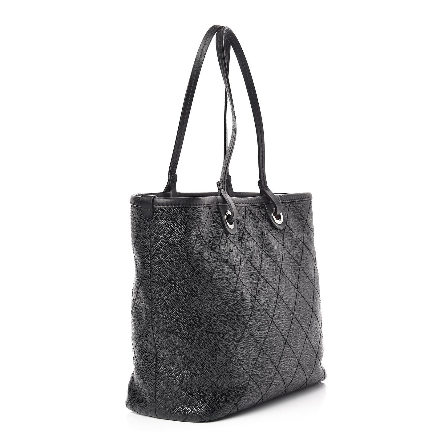 Grained Calfskin Shopping Fever Tote Black