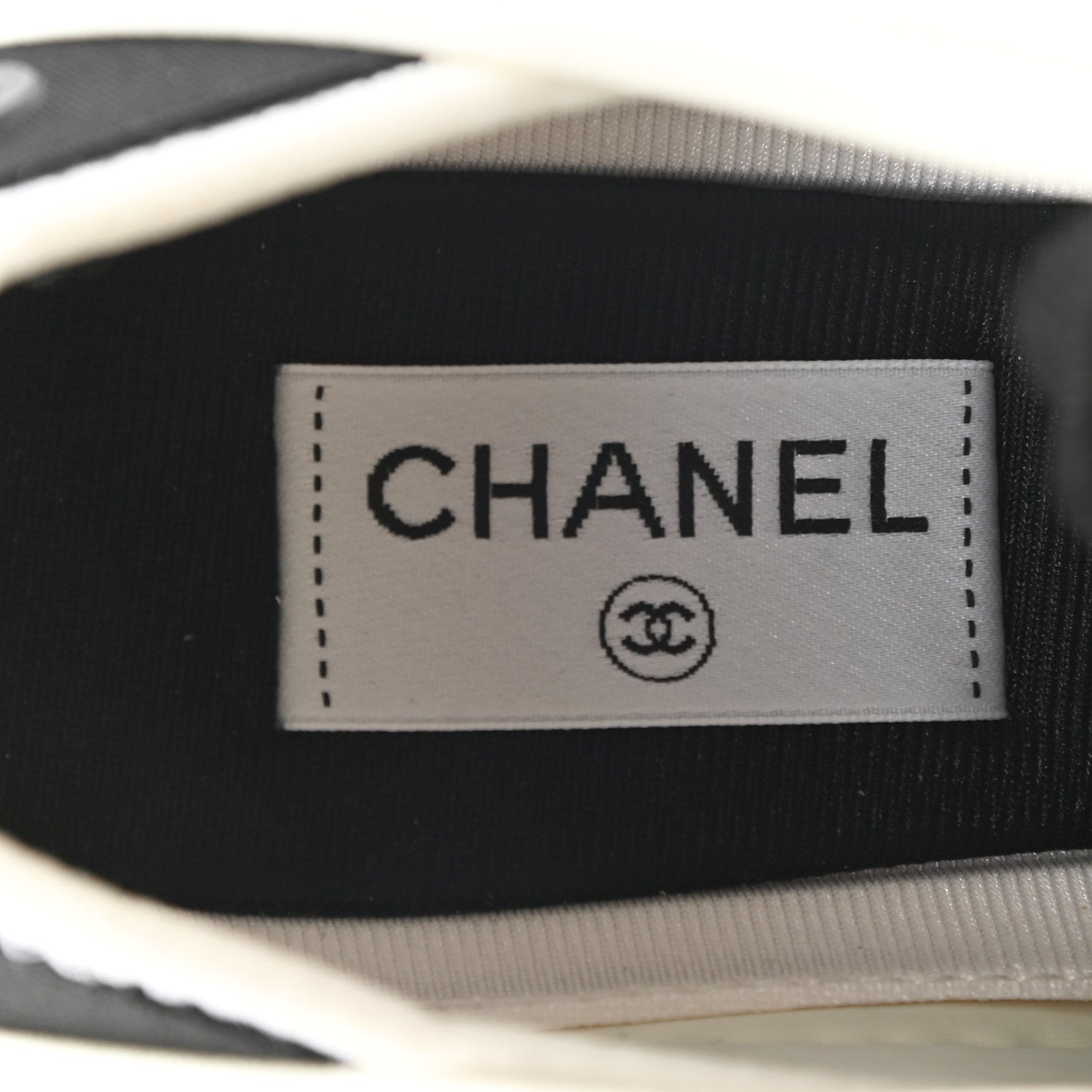 Chanel Velvet Calfskin Mixed Fibers CC Sneakers 38.5 Ivory Black 7 of 9