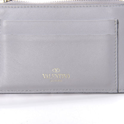Valentino Garavani Vitello Rockstud Key Coin Case Card Holder Grey 6 of 9