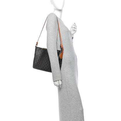 Celine Triomphe Canvas Duo Zipped Shoulder Bag Tan 2 of 13