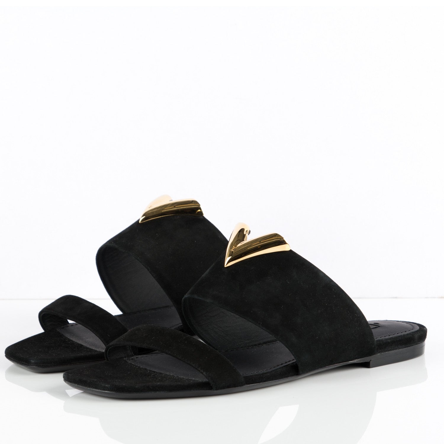 Louis Vuitton Suede Bayfront Mule Sandals 38 Black 3 of 7