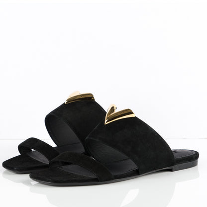 Louis Vuitton Suede Bayfront Mule Sandals 38 Black 3 of 7