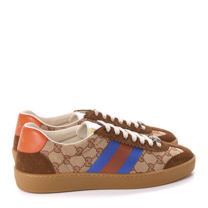 Gucci GG Monogram Suede Web Mens G74 Sneakers 8.5 Beige Ruggine Cuir 4 of 10