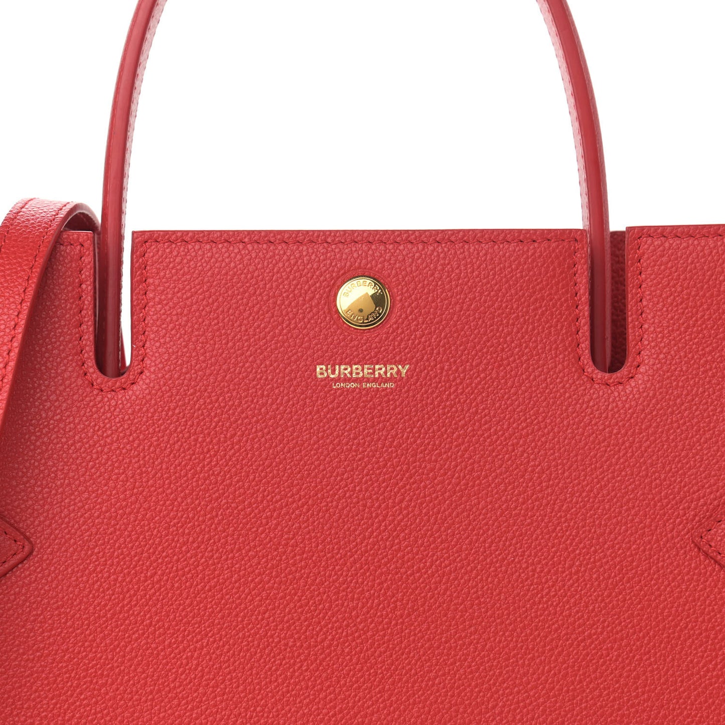 Grainy Calfskin Small Two Handle Title Bag Red