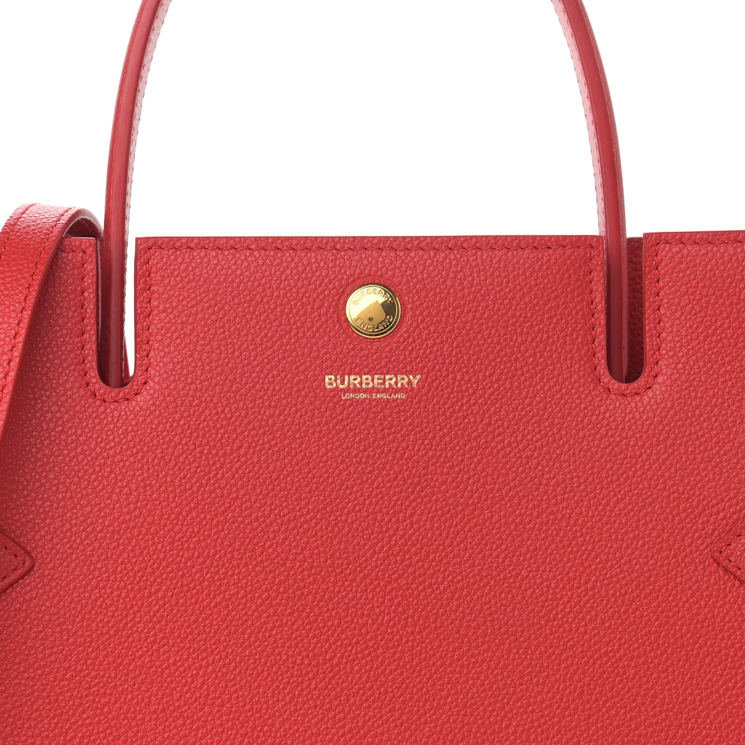 Burberry Grainy Calfskin Small Two Handle Title Bag Red 9 of 14