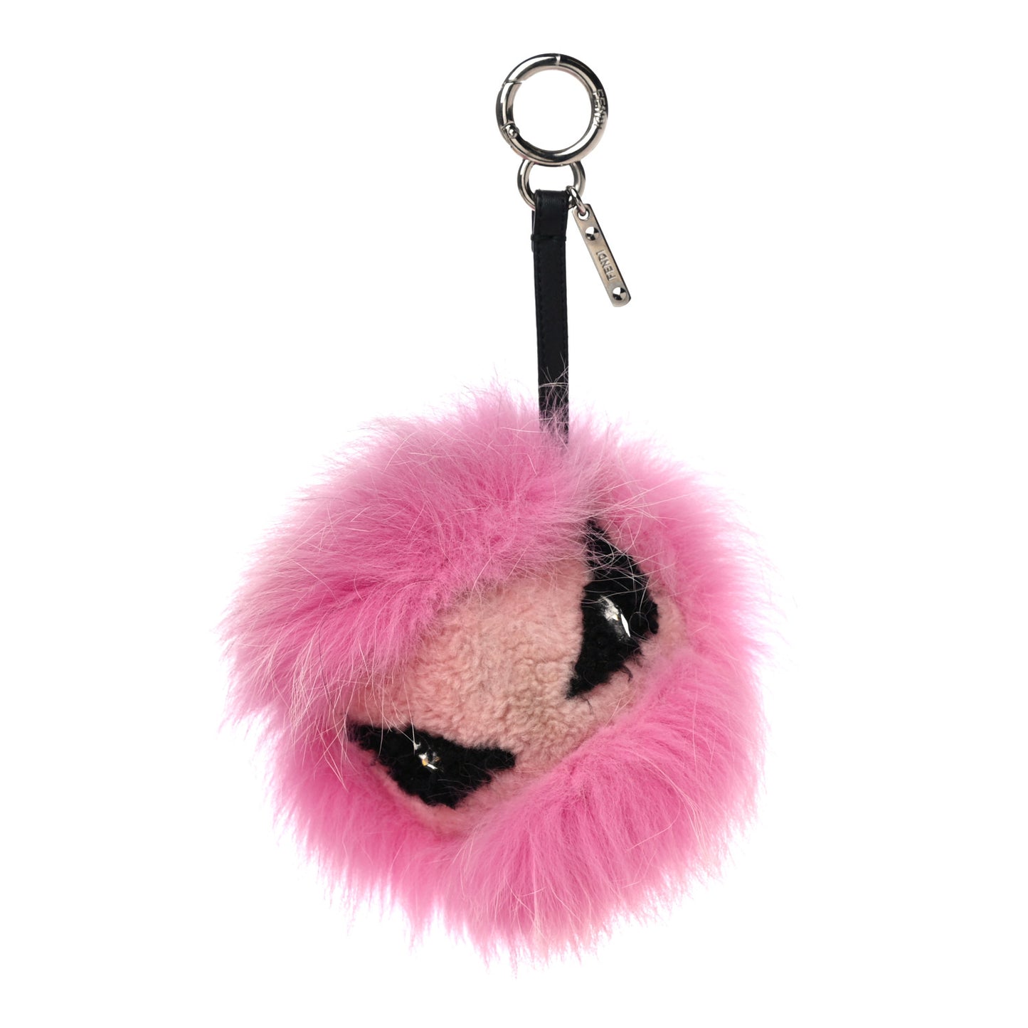 Fox Fur Shearling Crystal Tria Monster Bag Bug Charm Bubblegum