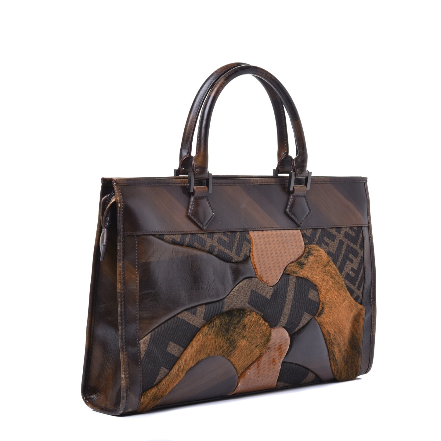 Vitello Pillow Patchwork Shopper Tobacco Multicolor