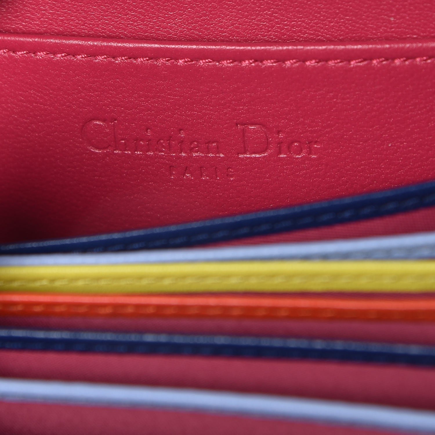 Christian Dior Lambskin Cannage Mini Lady Dior Zip Portemonnaie Fuchsia 6 of 8