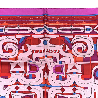 Hermes Silk Esprit Ainou Scarf 90 Fuschia Vieux Rose Rouge H 5 of 5