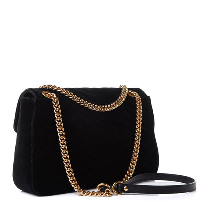 Gucci Velvet Matelasse Medium GG Marmont Shoulder Bag Black 3 of 12