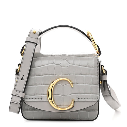 Chloe Calfskin Crocodile Embossed Mini C Bag Stormy Grey 1 of 11