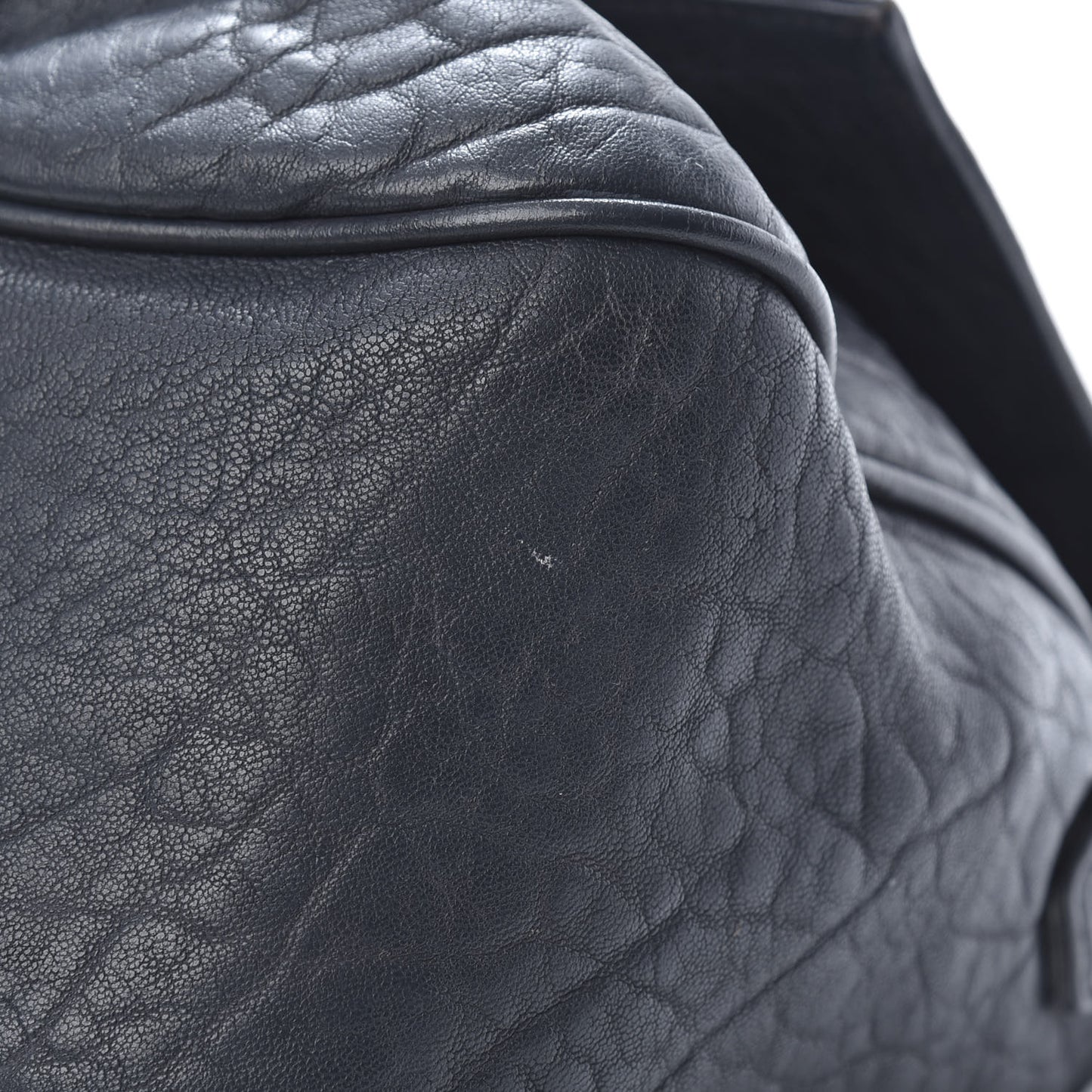 Crinkled Lambskin Mia Shoulder Flap Navy